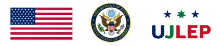U.S. flag, Seal of the U.S. Department of State, U.S.-Jordan Leadership Exchange Program logo