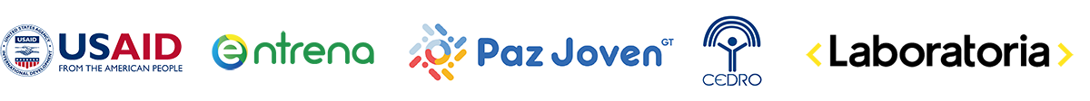 Logos for USAID, Entrena, Paz Joven, CEDRO, Laboratoria