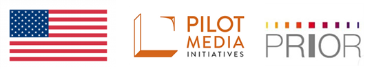 American Flag, Pilot Media Logo, and Prior Logo