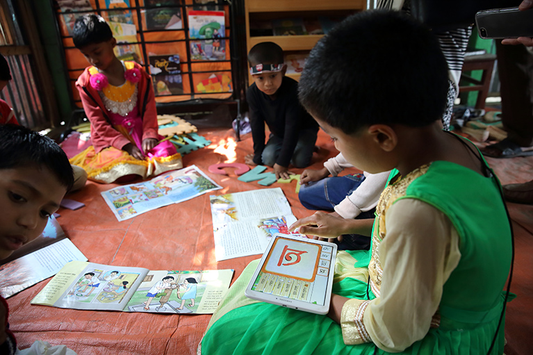 Children at a library