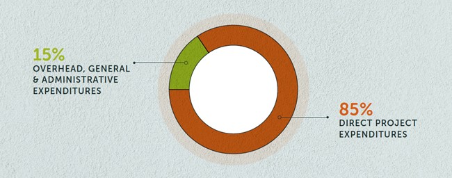 Functional expenditures - 15% overhead and 85% direct project