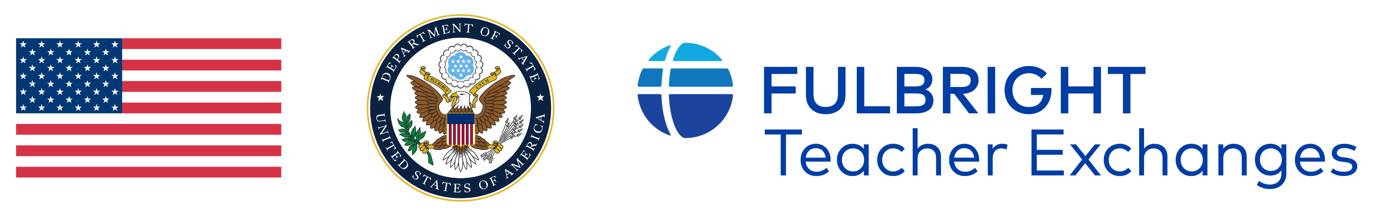 logos of US flag, US Department of State and Fulbright Teacher Exchanges