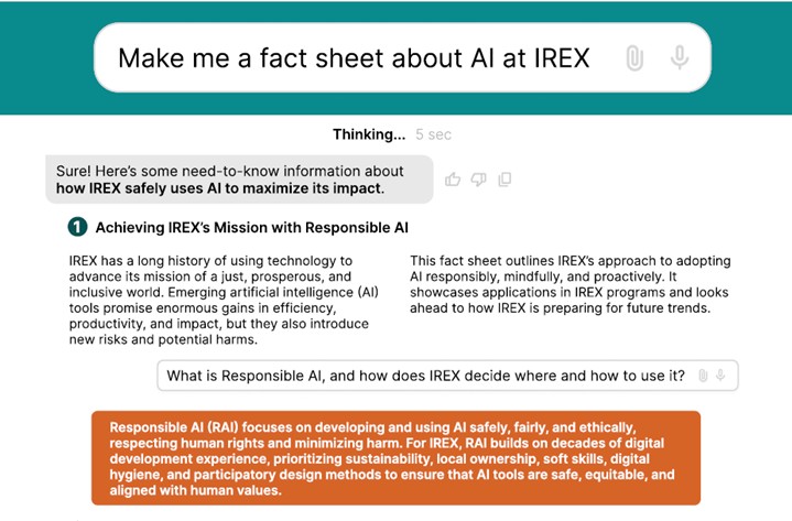 Fact sheet about AI at IREX