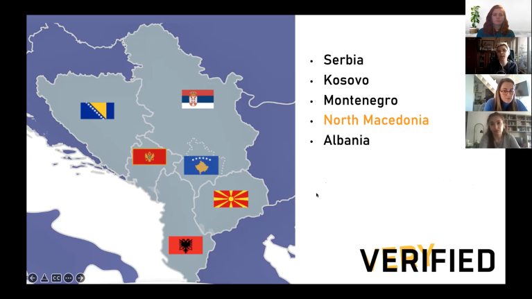 Screenshot from the launch webinar showing map of the Balkan region