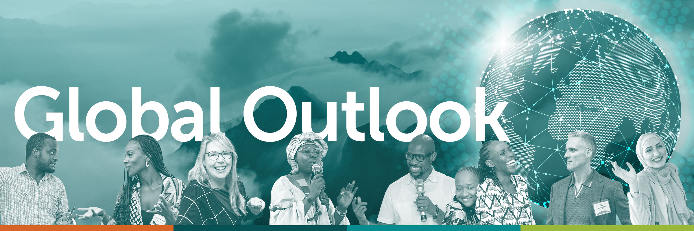 Global outlook banner with diverse people