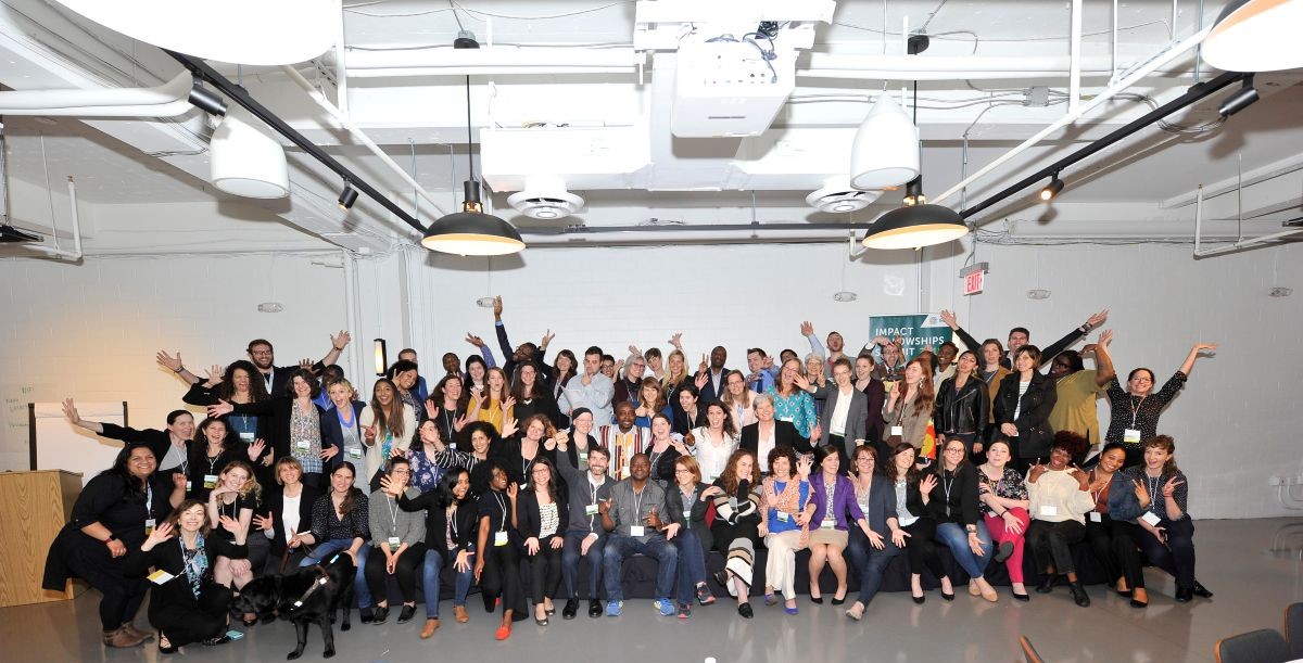 A large group of people posing for a photo