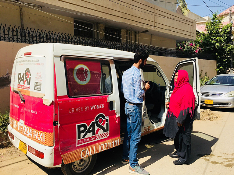 Global UGRAD-Pakistan alumnus Haris with Pink Taxi trainee