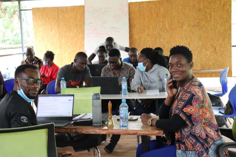 Young Africans in a computer lab