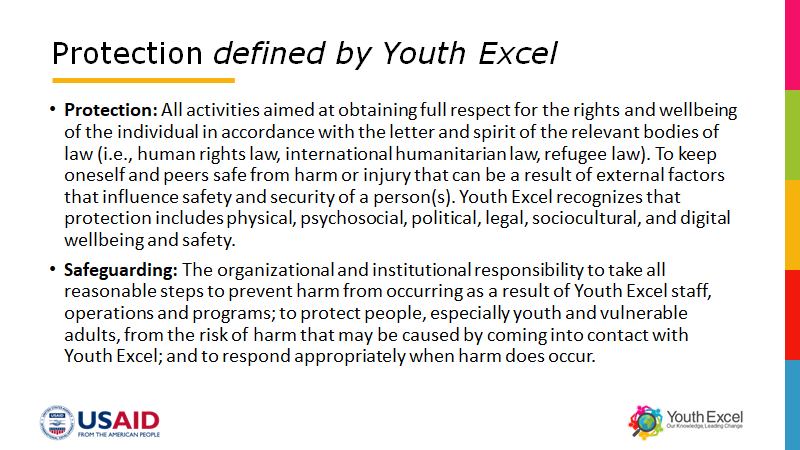 Screenshot of Protection defined by Youth Excel 