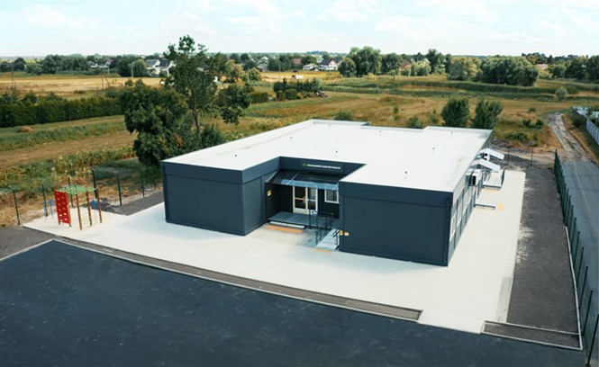 An exterior picture of the new pop-up school