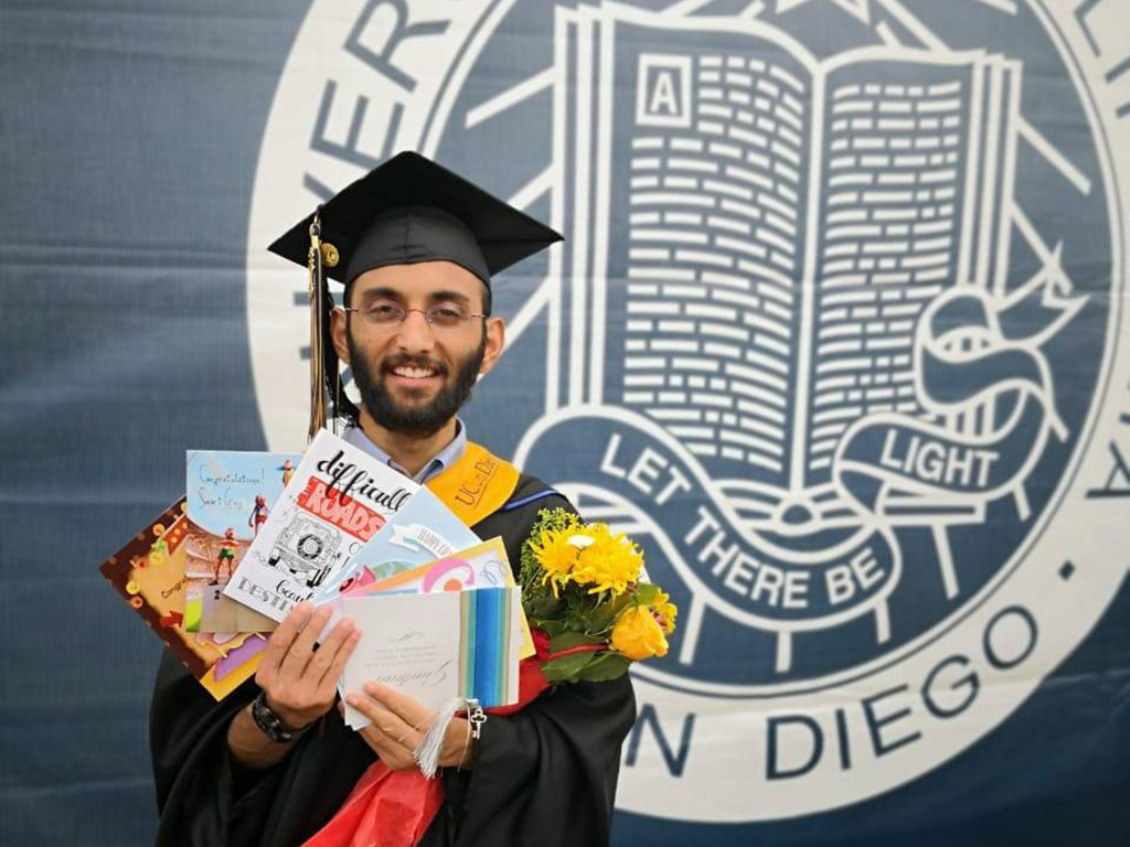 Photo of Muhammed Haseeb graduating at San Diego State University 