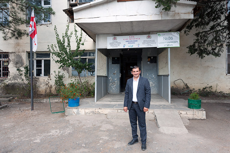 Principal Vusal Bairamov of Jandara Public School in Marneuli, Georgia