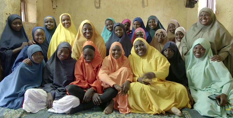 Habiba Mohammed with some of the girls and young women at Mohammed's Center for Girls Education