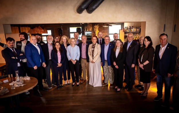 Photo of 17 attendees of the congressional delegation in Kyiv.