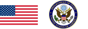 US flag and seal of the US Department of State`