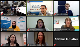 Screenshot of a video conference. The screenshot shows the participants in a 3-by-3 grid.