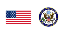 US flag and US Department of State seal