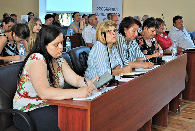 Citizens at a community meeting in Moldova