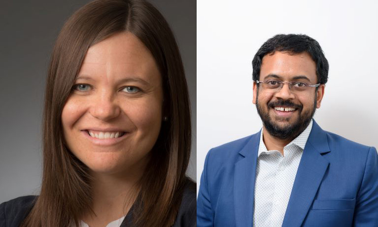 Headshots of Amy Bernath and Roshan Paul