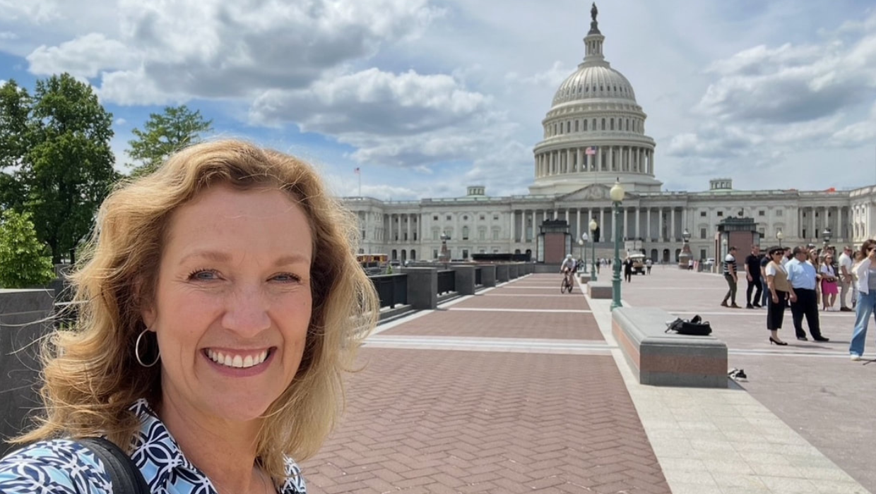Melaney Sanchez in front of the United States Capitol