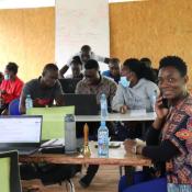 Young Africans in a computer lab